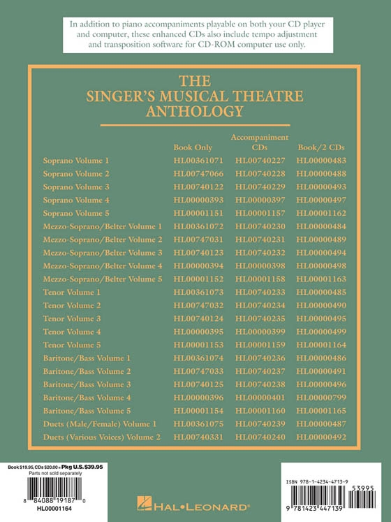 The Singer's Musical Theatre Anthology , Volume 5【CD+樂譜】Tenor