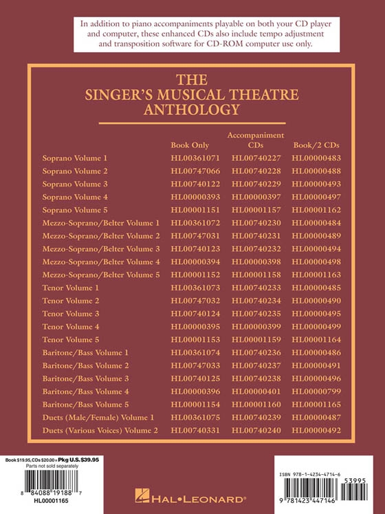 The Singer's Musical Theatre Anthology , Volume 5【CD+樂譜】Baritone／Bass