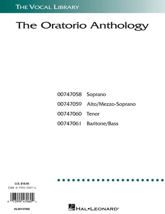 The Oratorio Anthology , Tenor