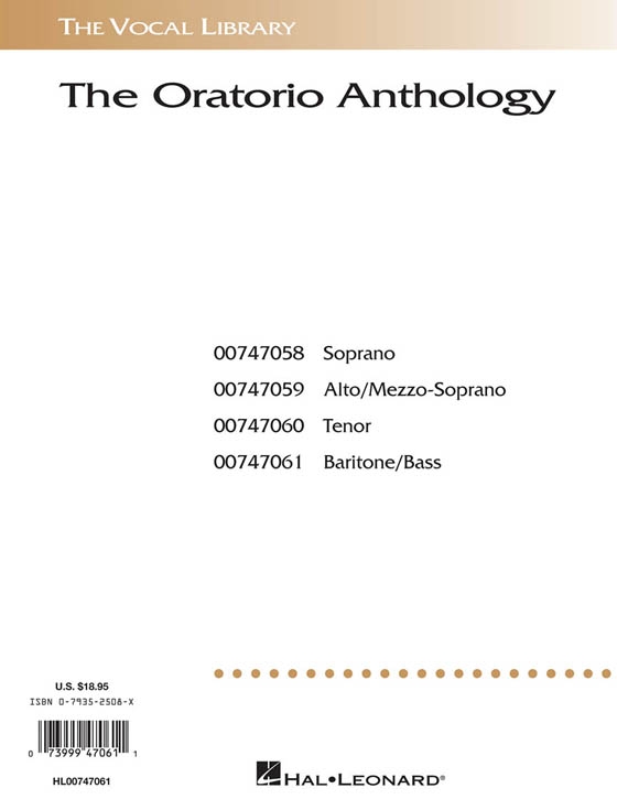 The Oratorio Anthology , Baritone／Bass
