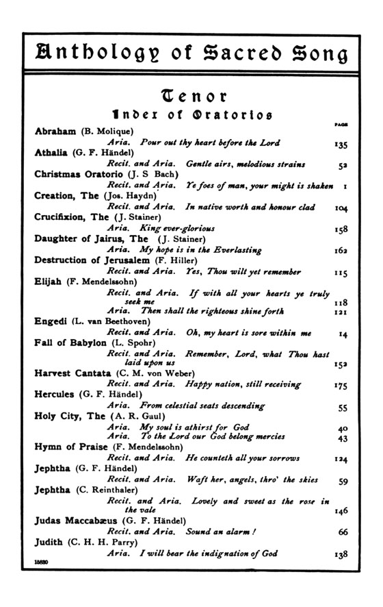 Arias Selected from Oratorios , Vol. 3. －Tenor , Anthology of Sacred Song