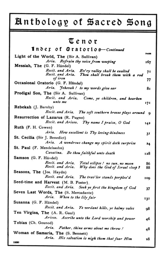 Arias Selected from Oratorios , Vol. 3. －Tenor , Anthology of Sacred Song