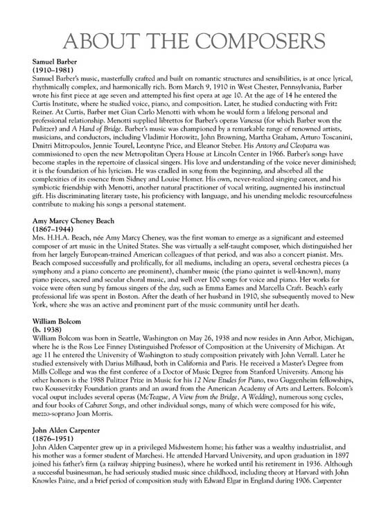 The G. Schirmer Collection of American Art Song , Medium/Low Voice The G. Schirmer Collection of American Art Song , Medium/Low Voice