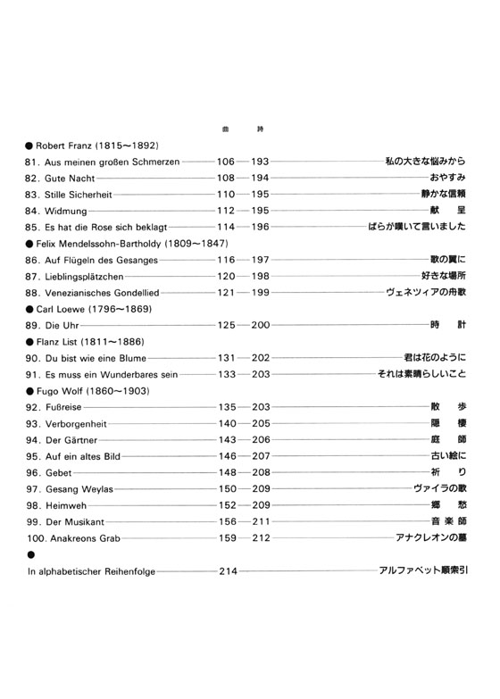 Ausgewählte Deutsche Lieder 2 , Originaltonarten ドイツ歌曲集 2 原調版