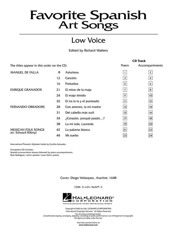 Favorite Spanish Art Song【CD+樂譜】Low Voice Favorite Spanish Art Song【CD+樂譜】Low Voice