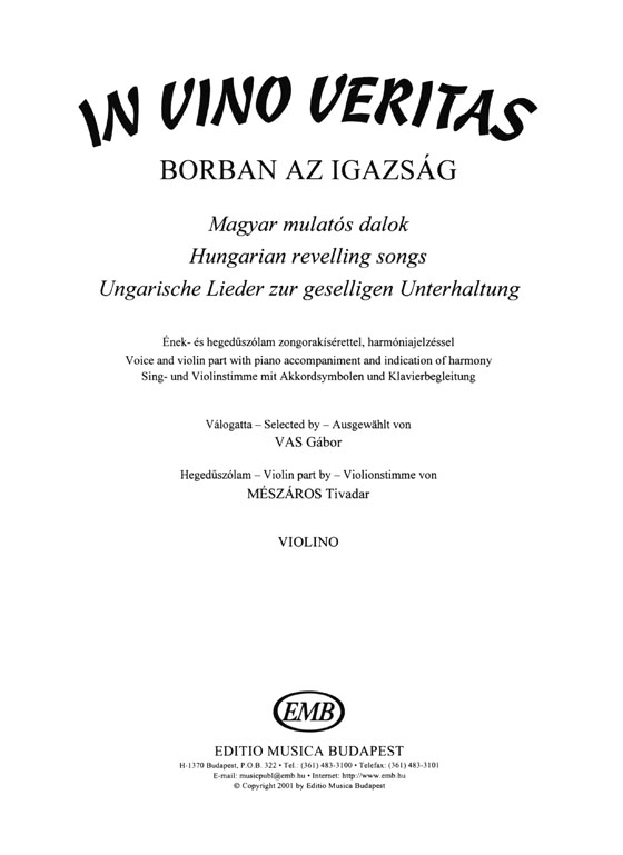 In Vino Veritas , Magyar mulatós dalok‧Hungarian revelling songs
