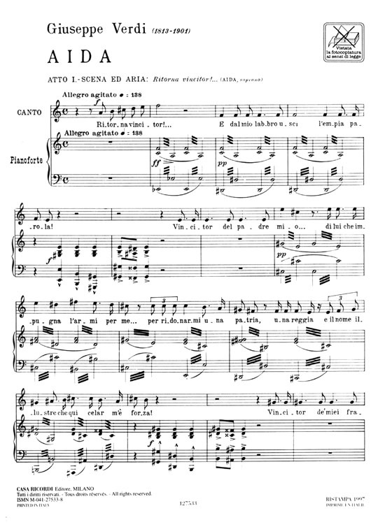 【Celebri Arie D'Opera】per Canto e Pianoforte , Soprano