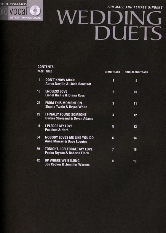 Wedding Duets‧for Male and Female Singers , Pro Vocal‧Songbook & CD Wedding Duets‧for Male and Female Singers , Pro Vocal‧Songbook & CD