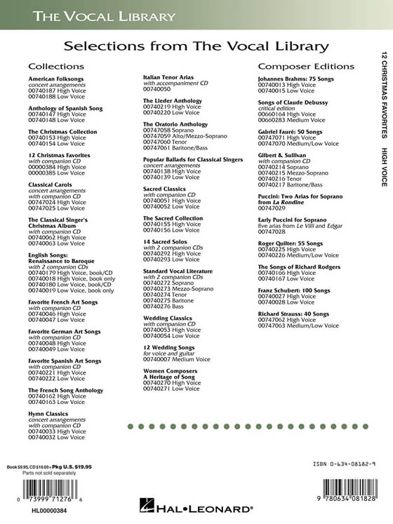 12 Christmas Favorites【CD+樂譜】High Voice 12 Christmas Favorites【CD+樂譜】High Voice