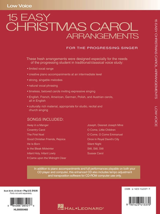 15 Easy Christmas Carol Arrangements【CD+樂譜】Low Voice