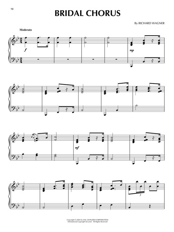 Wedding Classics【CD+樂譜】Hal Leonard Piano Play-Along , Volume 10