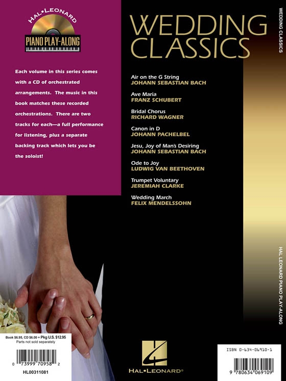 Wedding Classics【CD+樂譜】Hal Leonard Piano Play-Along , Volume 10