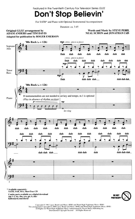 【Don't Stop Believin'】SATB 【Don't Stop Believin'】SATB