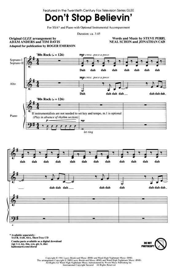 【Don't Stop Believin'】SSA 【Don't Stop Believin'】SSA