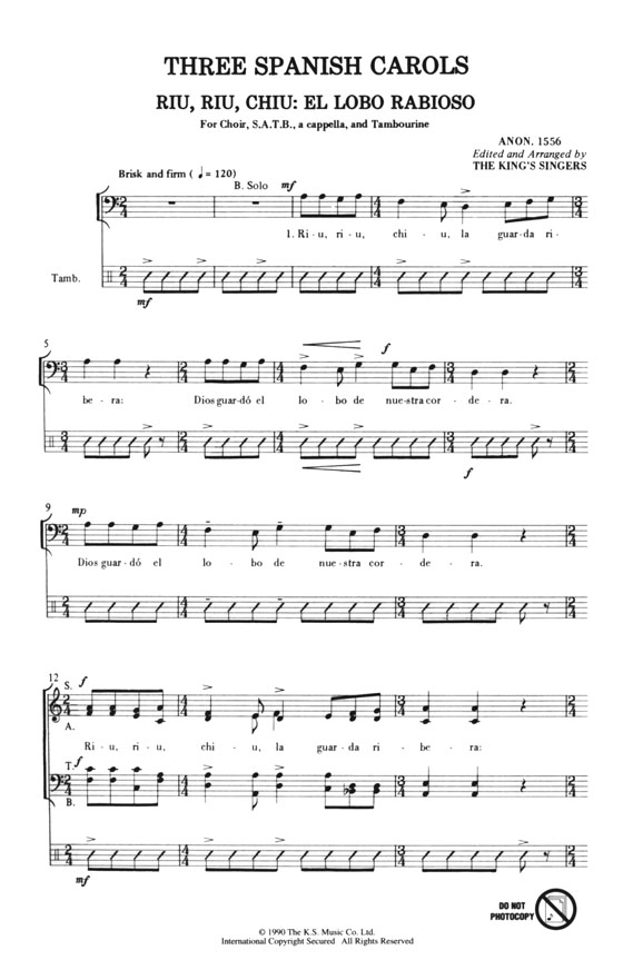 【Three Spanish Carols】SATB a cappella