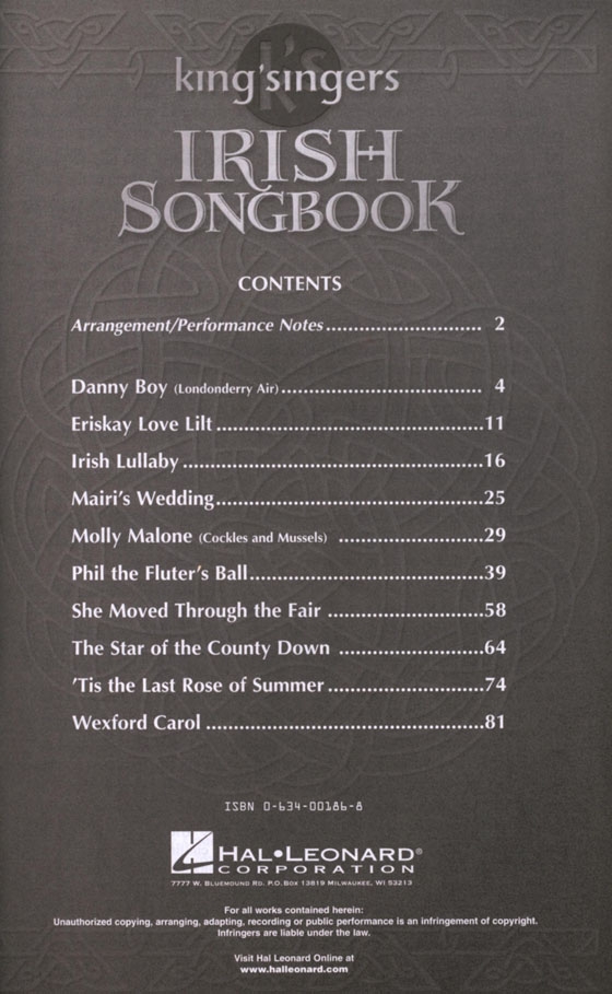 King's Singers Irish Songbook , SATB div. Collection