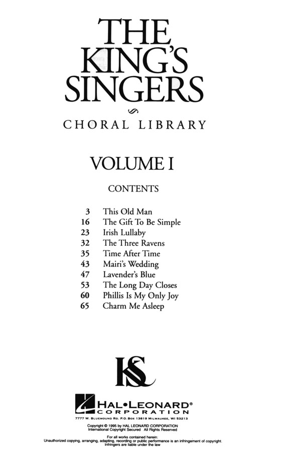 The King's Singers Choral Library , Volume Ⅰ, SATB