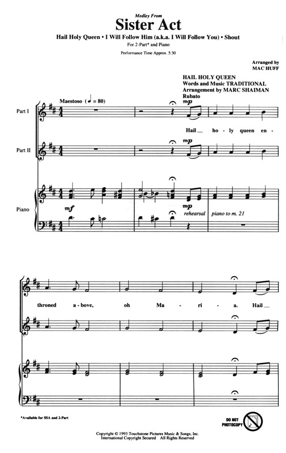 Medley from【Sister Act】2-Part Medley from【Sister Act】2-Part
