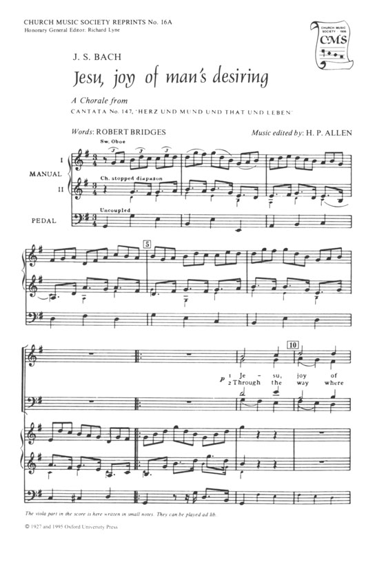 J.S. Bach Jesu, Joy Of Man's Desiring(SATB)	