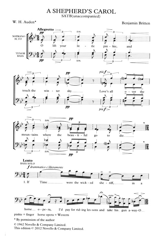 Benjamin Britten【A Shepherd's Carol】for unaccompanied SATB Chorus with Soloists Benjamin Britten【A Shepherd's Carol】for unaccompanied SATB Chorus with Soloists