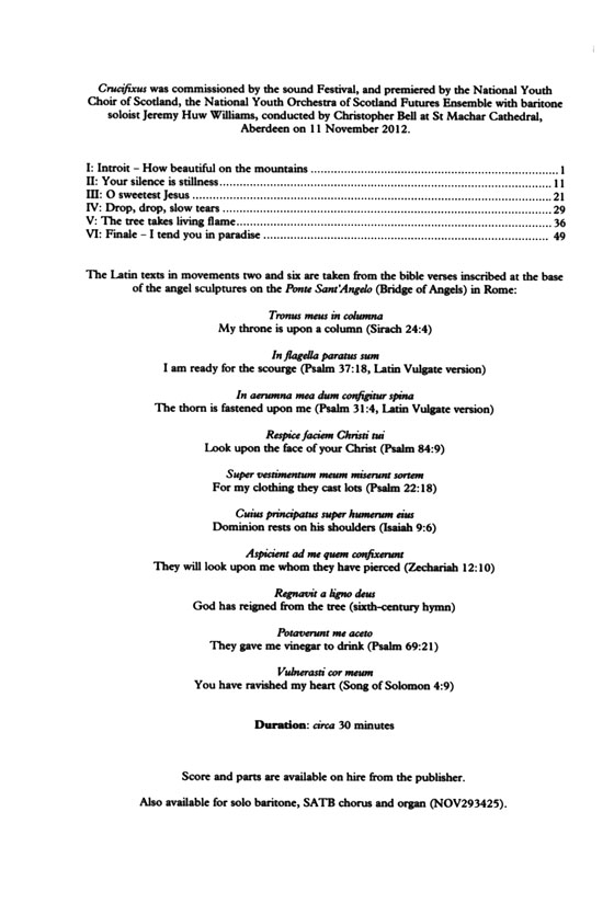 Paul Mealor【Crucifixus】for solo baritone and SATB chorus With Piano Reduction