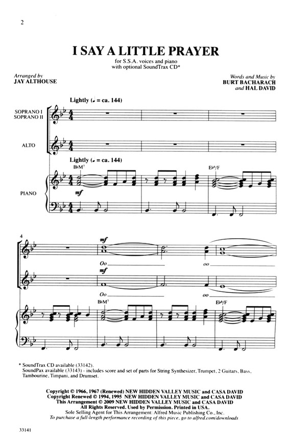 【I Say a Little Prayer】SSA with Piano 【I Say a Little Prayer】SSA with Piano