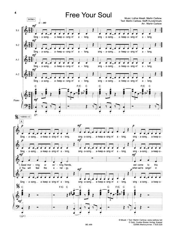 Martin Carbow【Groove Sisters】10 Arrangements for Female Choir , SSAA