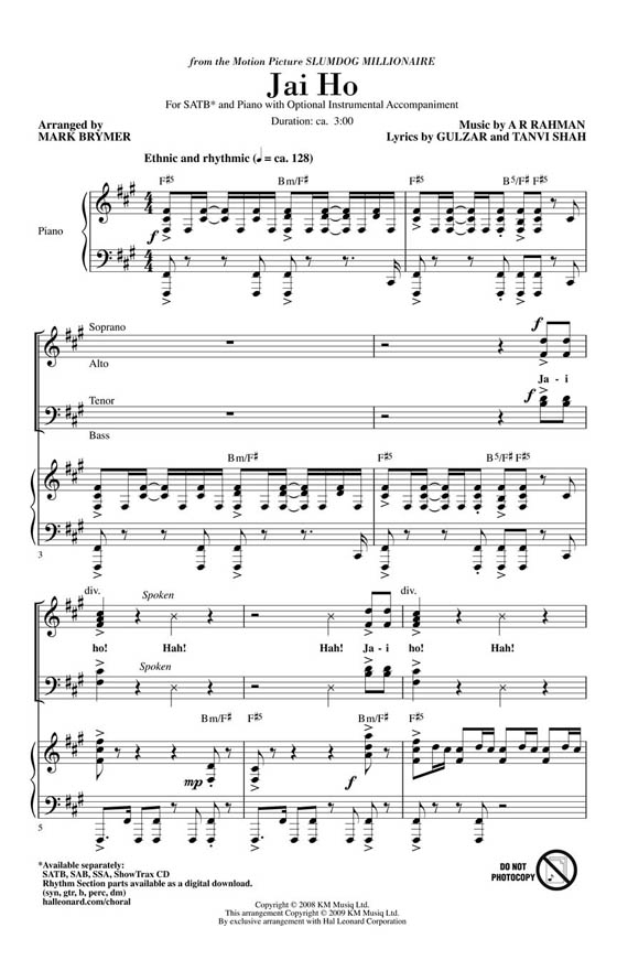 【Jai Ho】SATB 【Jai Ho】SATB
