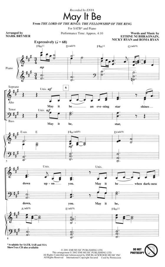 【May It Be】SATB