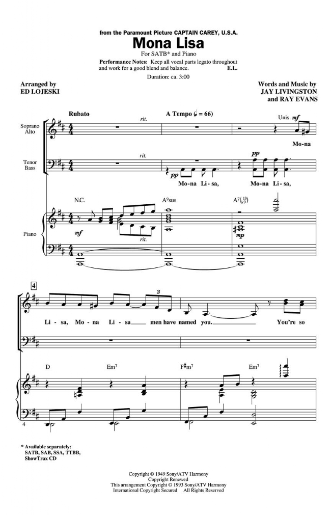 【Mona Lisa】SATB 【Mona Lisa】SATB