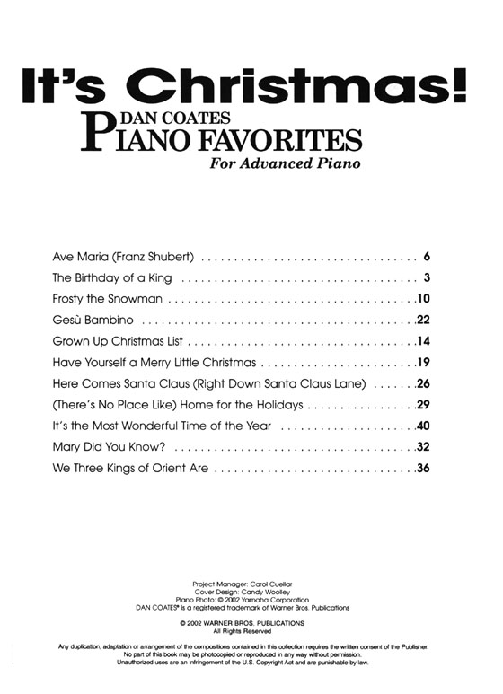 It's Christmas! Dan Coates Piano Favorites for Advanced Piano