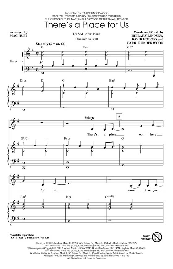 【There's a Place for Us】SATB