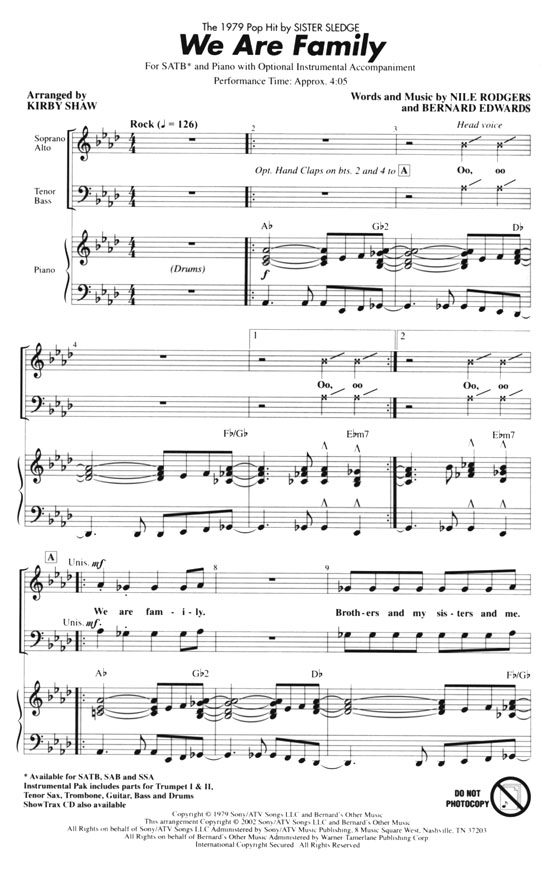 【We Are Family】SATB 【We Are Family】SATB