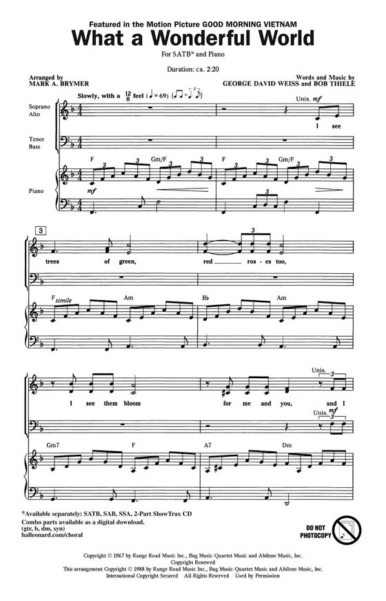 【What a Wonderful World】SATB 【What a Wonderful World】SATB
