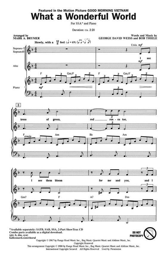 【What a Wonderful World】SSA 【What a Wonderful World】SSA