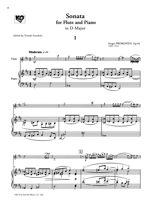 Prokofiev【Flute Sonata in D Major, Op. 94】 プロコフィエフ フルート‧ソナタ ニ長調 作品94 Prokofiev【Flute Sonata in D Major, Op. 94】 プロコフィエフ フルート‧ソナタ ニ長調 作品94