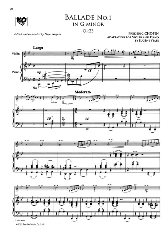 【Chopin, arrangement for Violin and Piano】ヴァイオリニストたちが愛したショパン