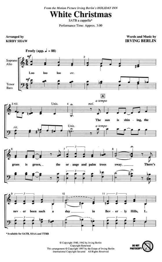 【White Christmas】SATB a cappella