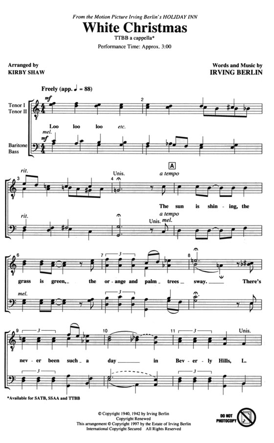 【White Christmas】TTBB a cappella 【White Christmas】TTBB a cappella