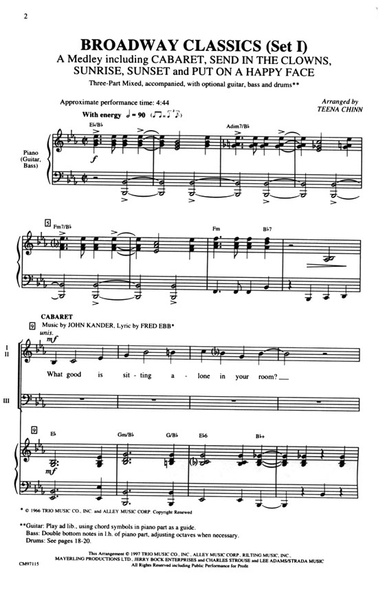 Broadway Classics (SetⅠ) Three-Part Mixed Broadway Classics (SetⅠ) Three-Part Mixed