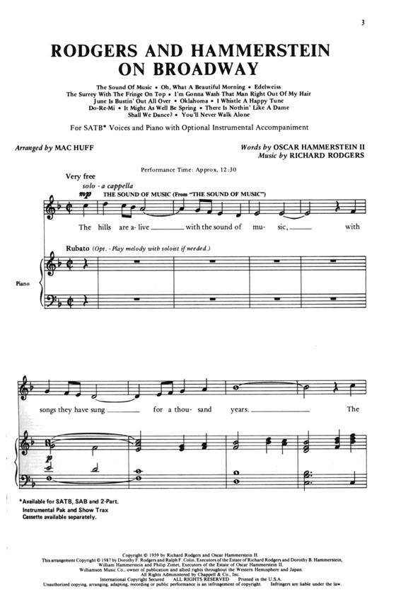 【Rodgers and Hammerstein on Broadway】SATB