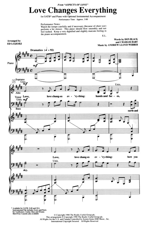 【Love Changes Everything】SATB 【Love Changes Everything】SATB