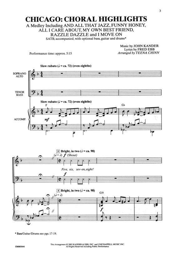 Chicago : Choral Highlights SATB Chicago : Choral Highlights SATB