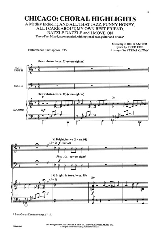 Chicago:Choral Highlights Three-Part Mixed Chicago:Choral Highlights Three-Part Mixed