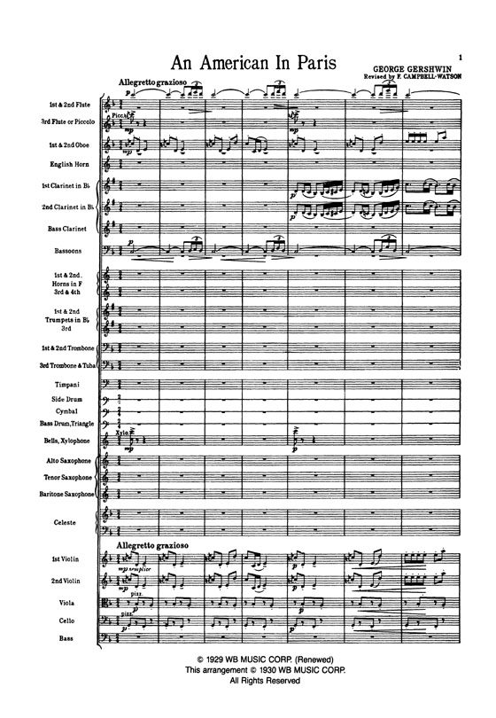 George Gershwin's【An American in Paris】Full Miniature Score