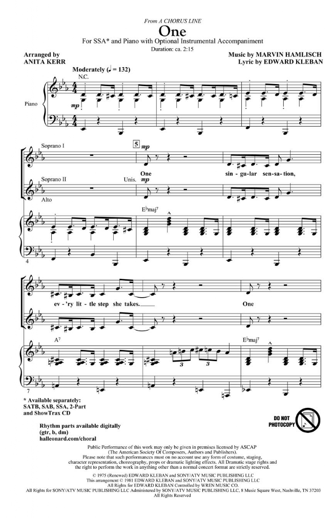 One (from A Chorus Line)SSA One (from A Chorus Line)SSA