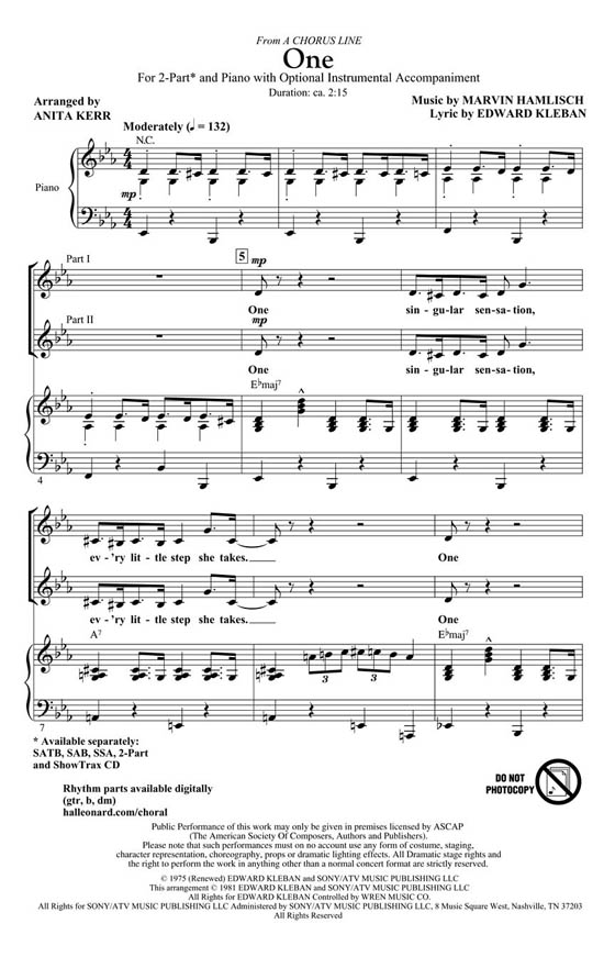 One(from A Chorus Line) 2-Part One(from A Chorus Line) 2-Part
