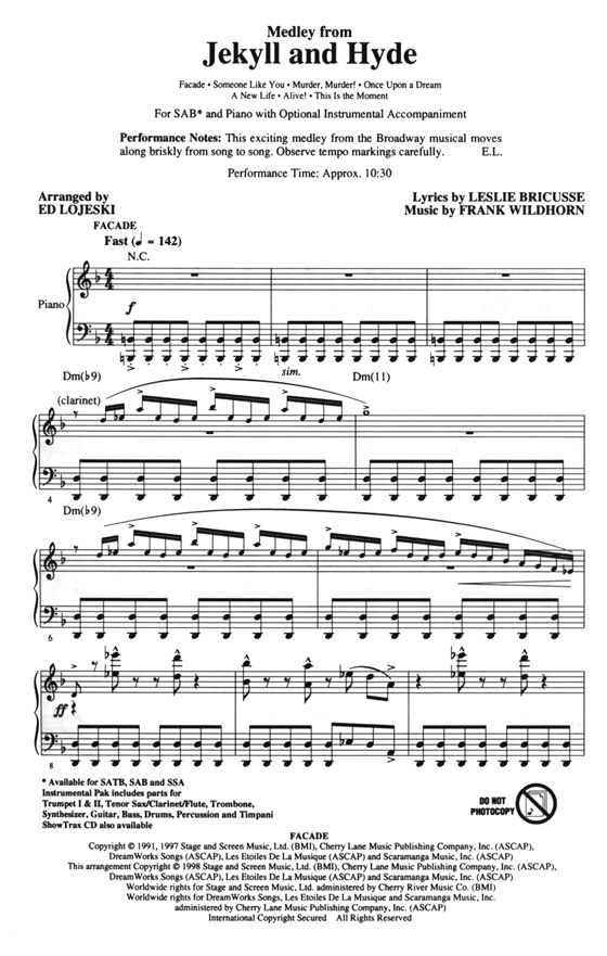 Medley from【Jekyll & Hyde】SAB Medley from【Jekyll & Hyde】SAB