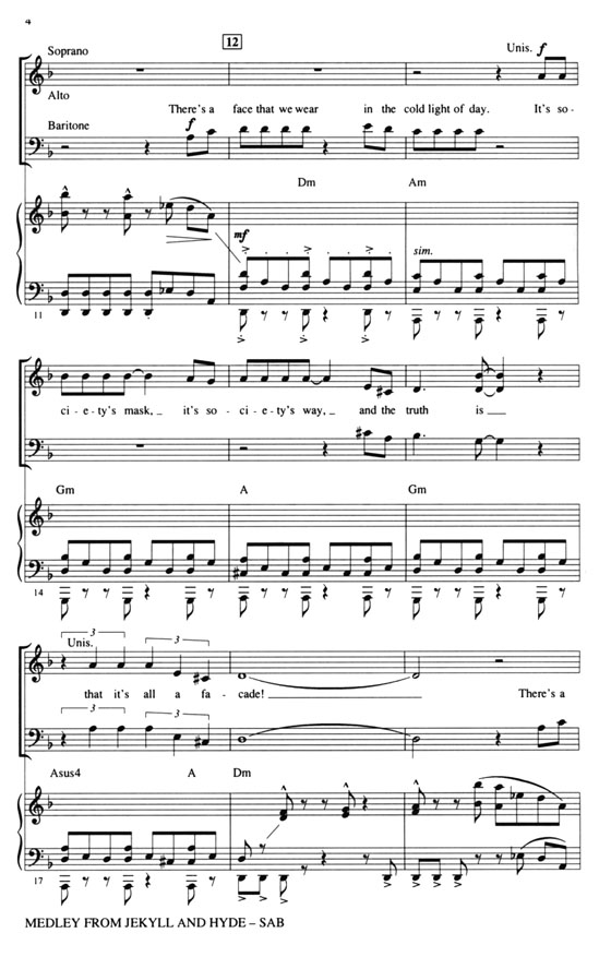 Medley from【Jekyll & Hyde】SAB Medley from【Jekyll & Hyde】SAB