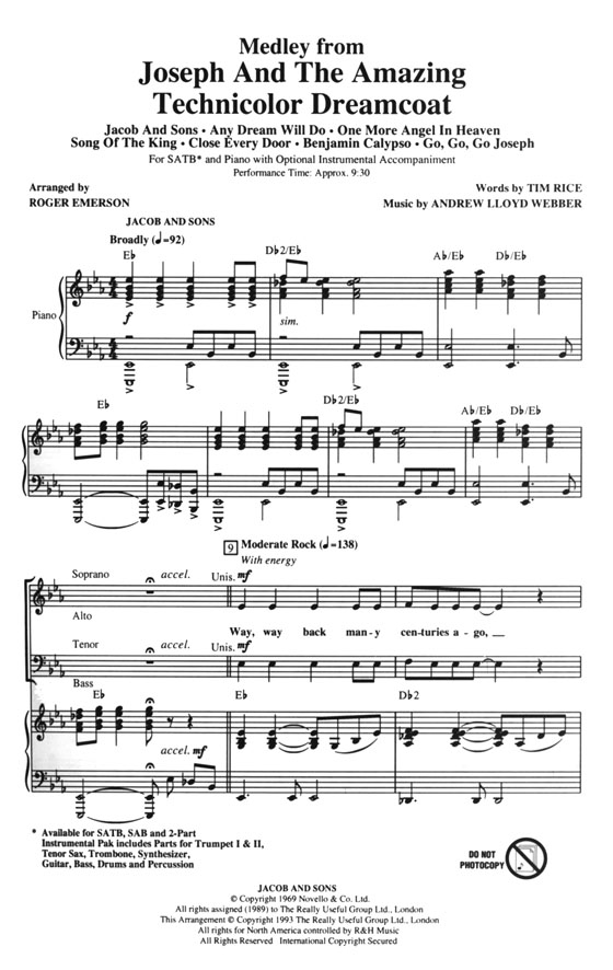 Medley From【Joseph And The Amazing Technicolor Dreamcoat】SATB